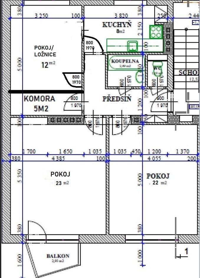 3 bedroom flat to rent, 85 m², Gončarenkova, Prague, Prague 3 bedroom flat to rent, 85 m², Gončarenkova, Prague, Prague