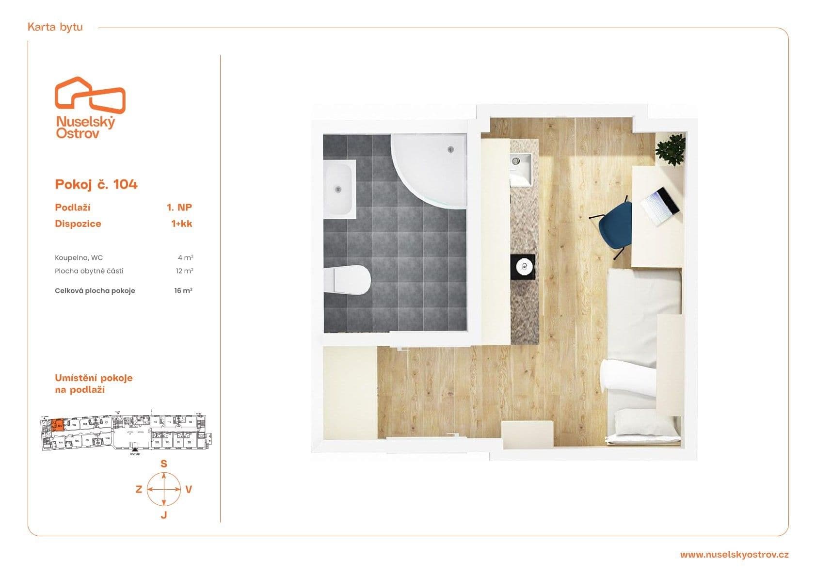 Studio flat to rent, 16 m², Na Ostrůvku, Prague, Prague Studio flat to rent, 16 m², Na Ostrůvku, Prague, Prague