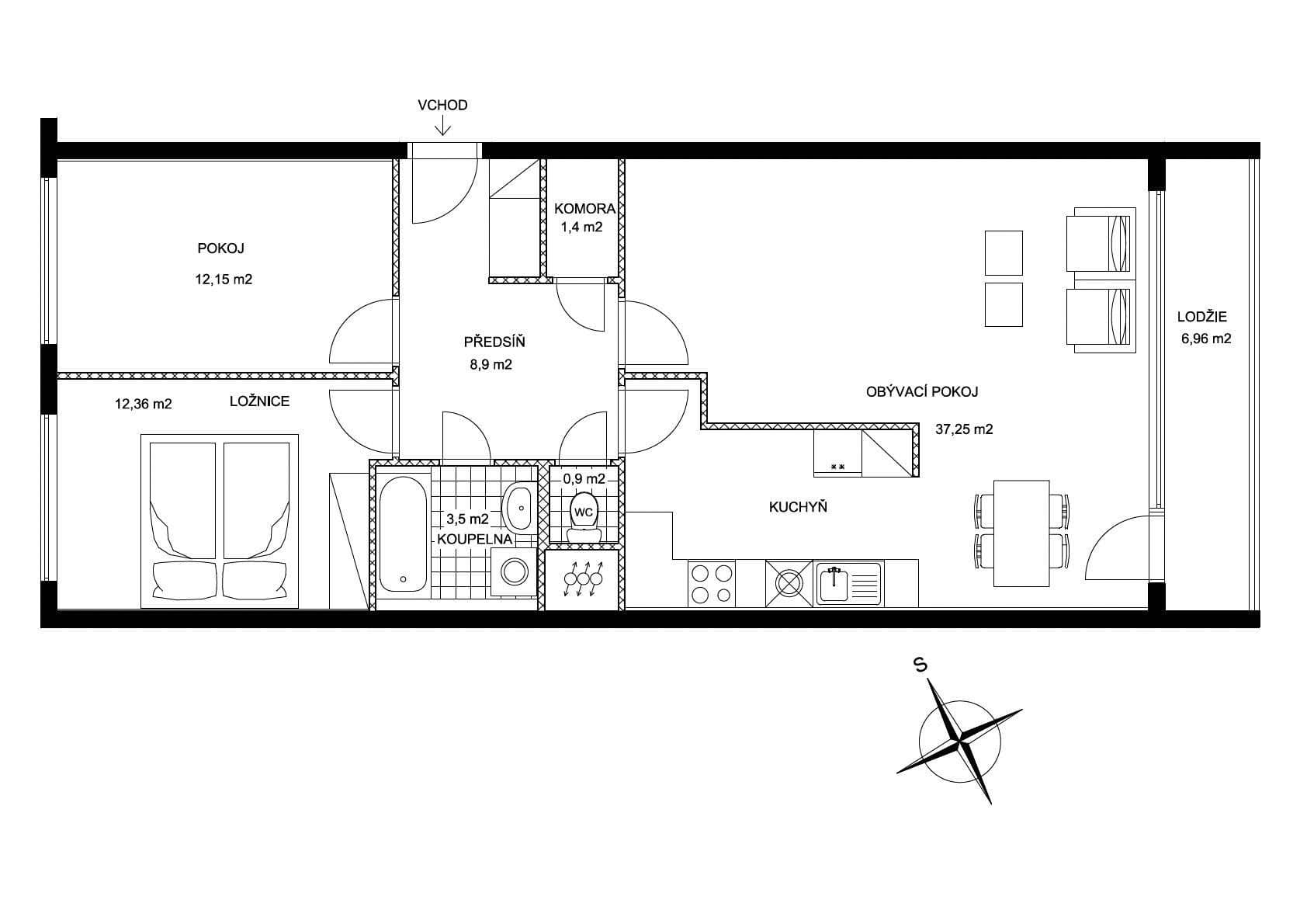 2 bedroom with open-plan kitchen flat for sale, 76 m², Týřovická, Prague, Prague 2 bedroom with open-plan kitchen flat for sale, 76 m², Týřovická, Prague, Prague