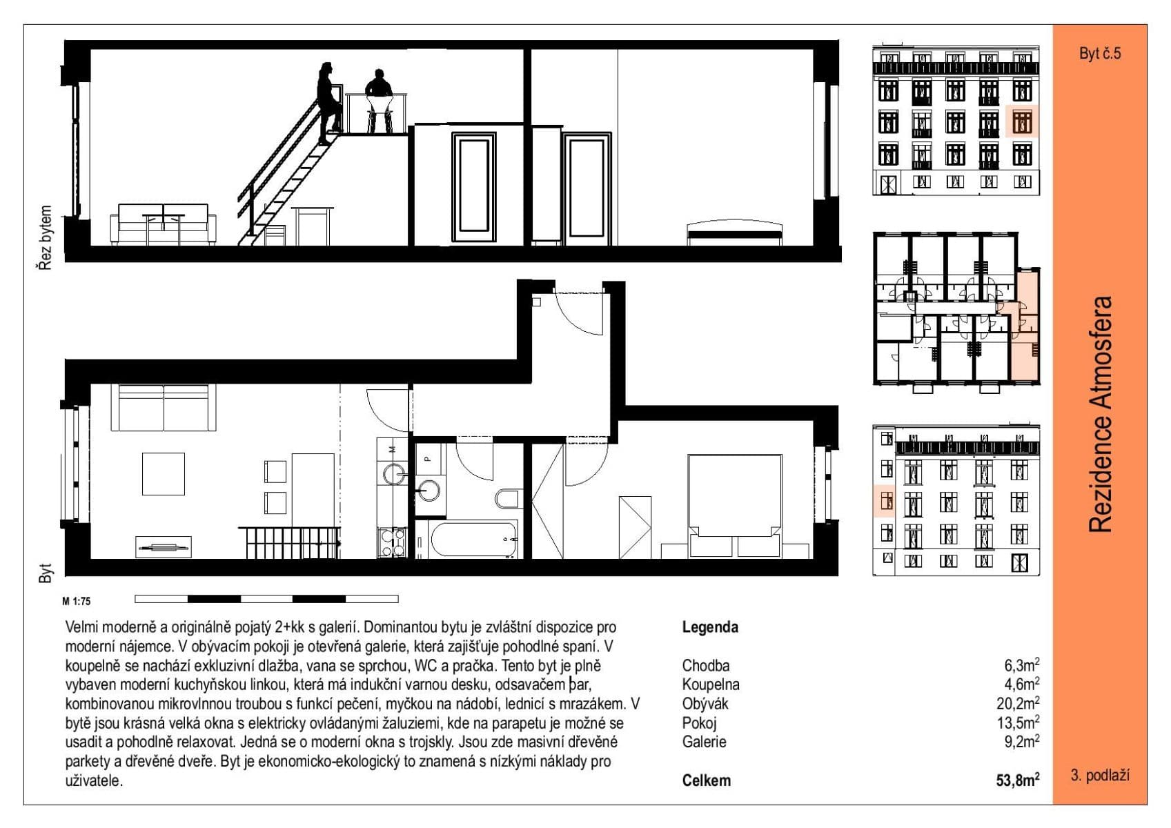 1 bedroom with open-plan kitchen flat to rent, 54 m², Ambrožova, Prague, Prague 1 bedroom with open-plan kitchen flat to rent, 54 m², Ambrožova, Prague, Prague