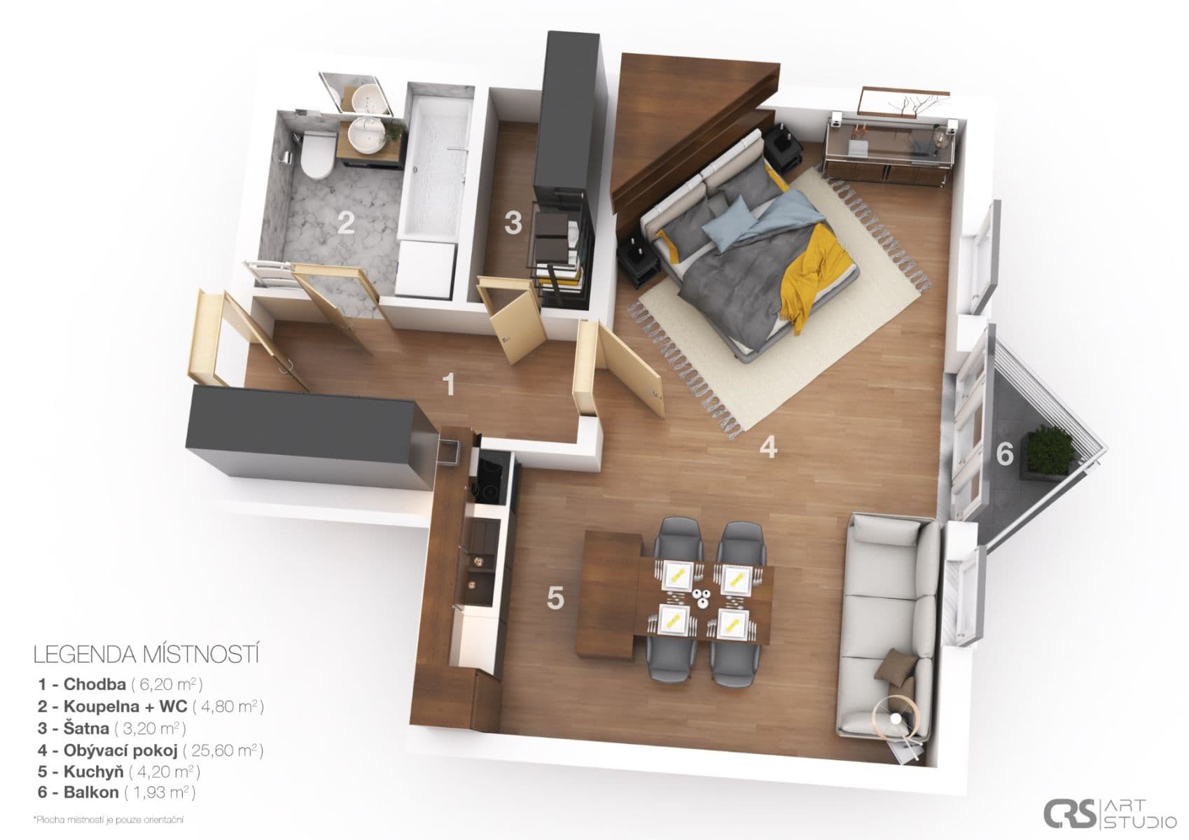 Studio flat to rent, 44 m², U Kříže, Prague, Prague Studio flat to rent, 44 m², U Kříže, Prague, Prague