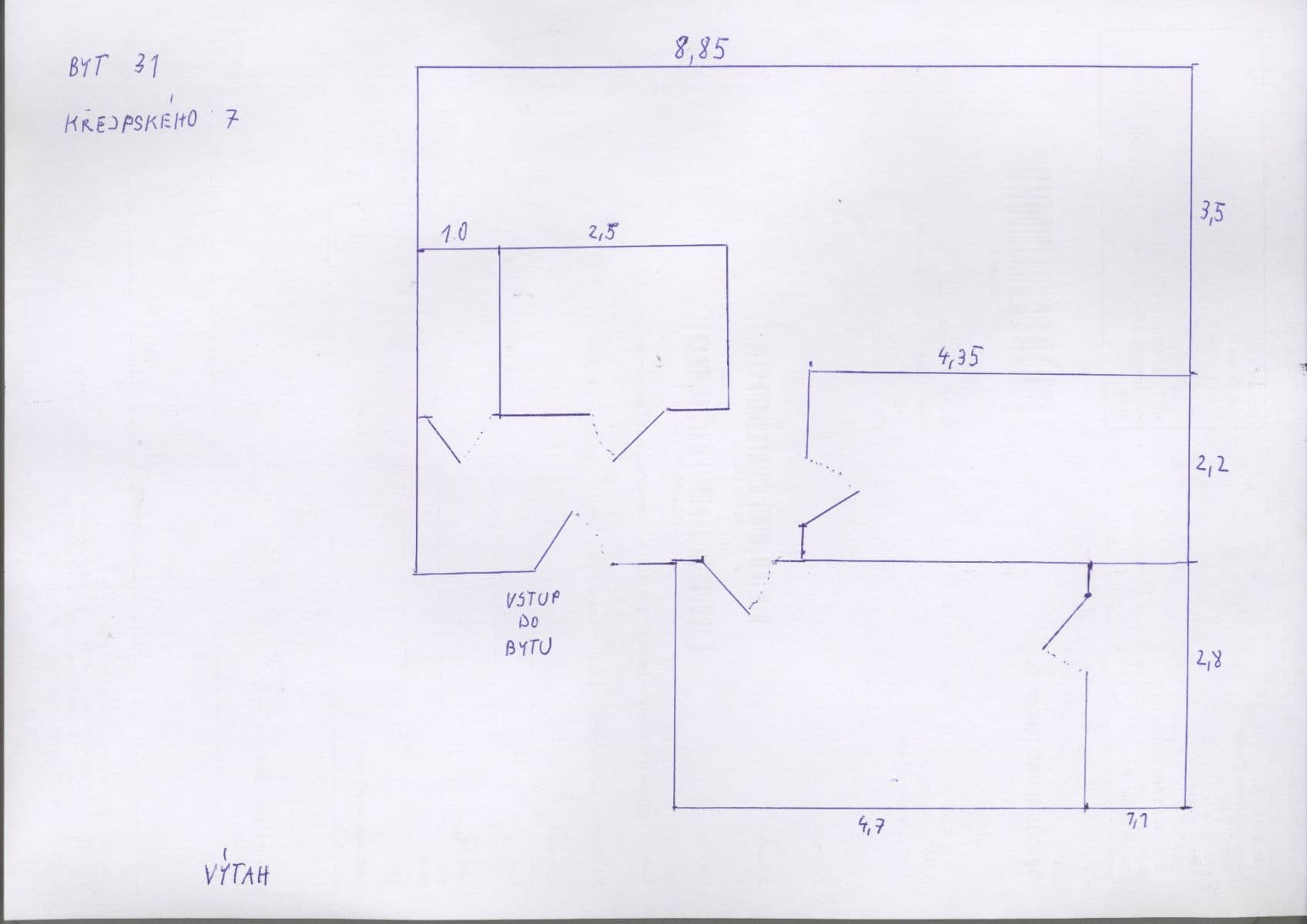 2 bedroom with open-plan kitchen flat to rent, 68 m², Křejpského, Prague, Prague 2 bedroom with open-plan kitchen flat to rent, 68 m², Křejpského, Prague, Prague