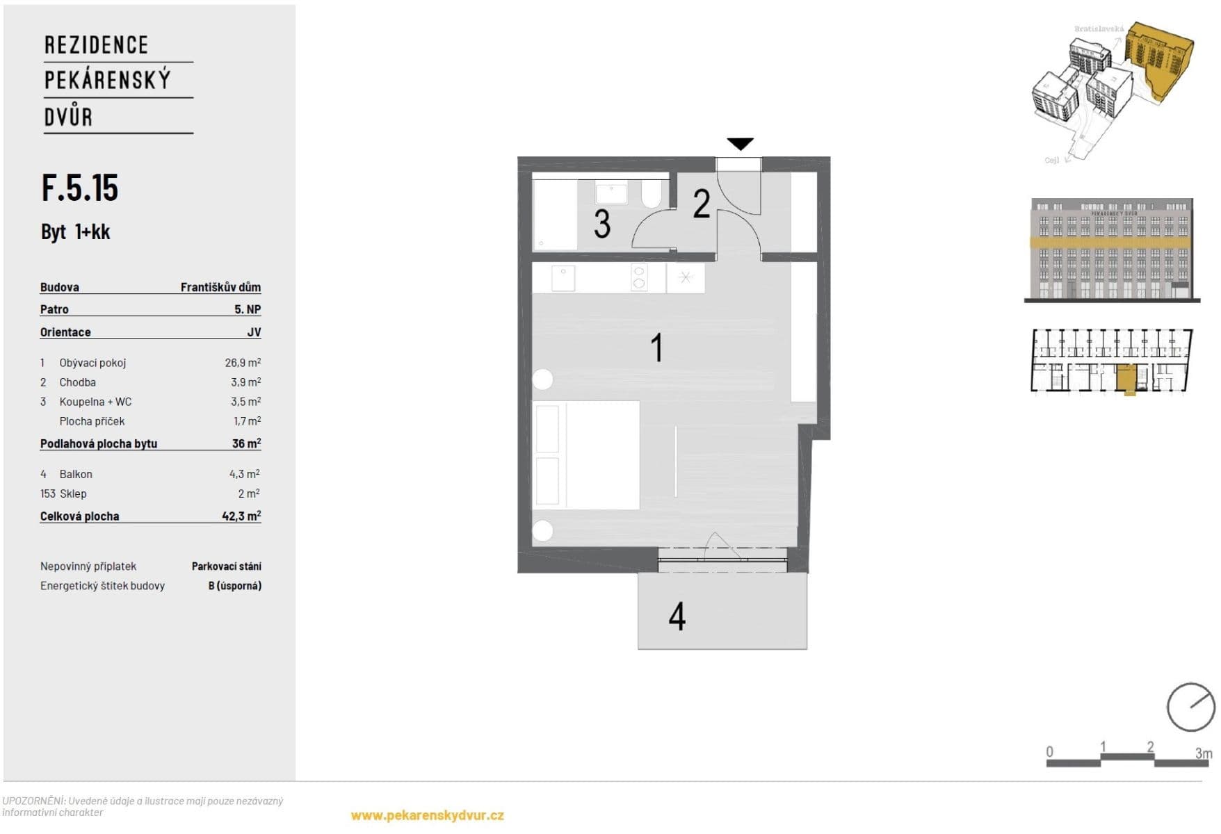 Studio flat to rent, 42 m², Bratislavská, Brno, Jihomoravský Region Studio flat to rent, 42 m², Bratislavská, Brno, Jihomoravský Region