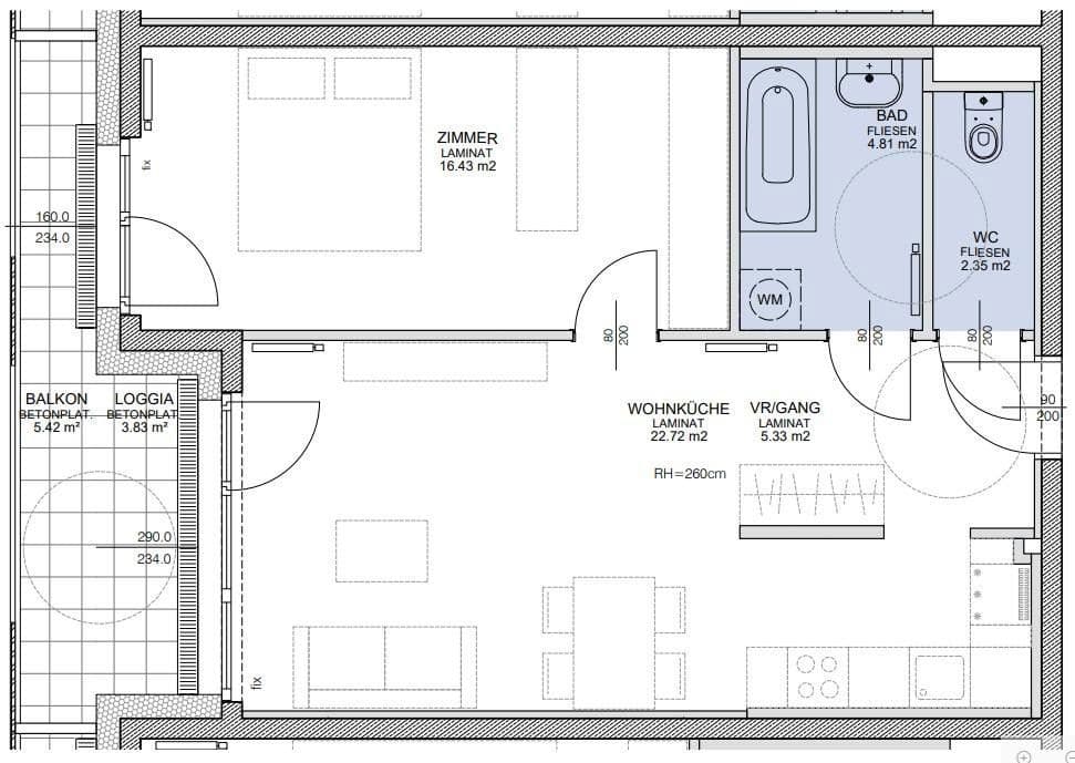 2 bedroom flat to rent, 52 m², Ilse-Buck-Straße 22, Wien, Vienna 2 bedroom flat to rent, 52 m², Ilse-Buck-Straße 22, Wien, Vienna