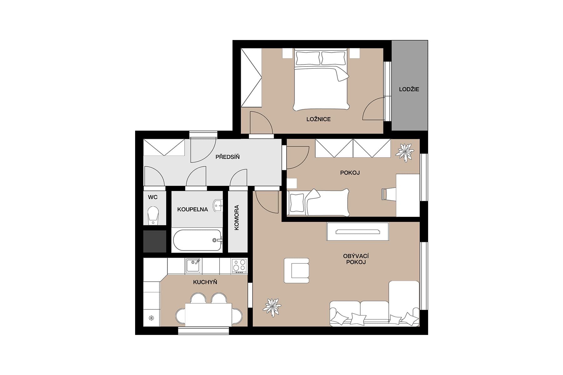 3 bedroom flat for sale, 65 m², Jažlovická, Prague, Prague 3 bedroom flat for sale, 65 m², Jažlovická, Prague, Prague