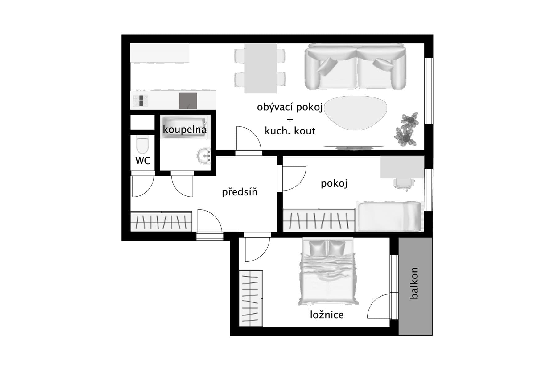 2 bedroom with open-plan kitchen flat for sale, 66 m², Janovská, Prague, Prague 2 bedroom with open-plan kitchen flat for sale, 66 m², Janovská, Prague, Prague