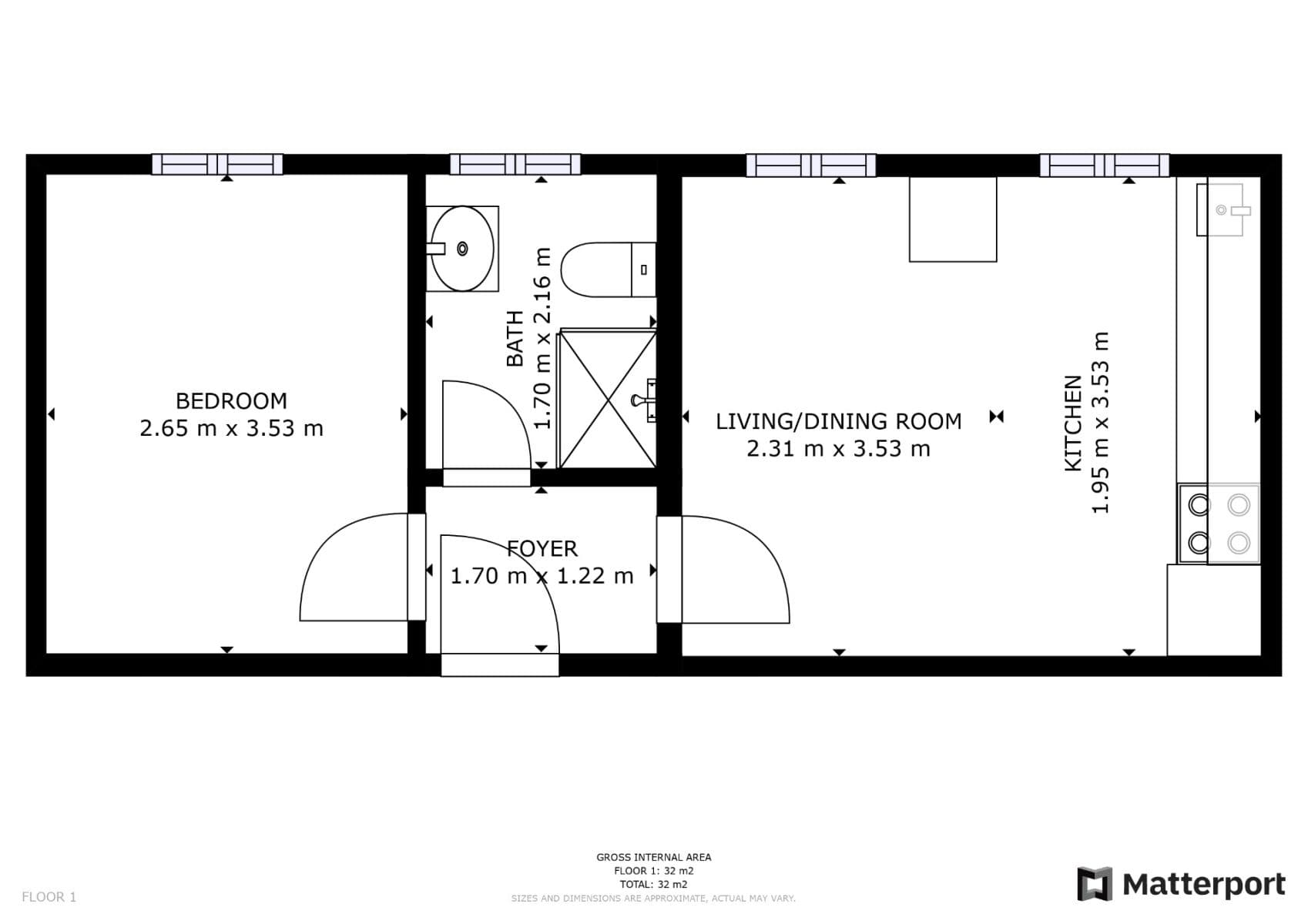 1 bedroom with open-plan kitchen flat to rent, 30 m², Plzeňská, Prague, Prague 1 bedroom with open-plan kitchen flat to rent, 30 m², Plzeňská, Prague, Prague