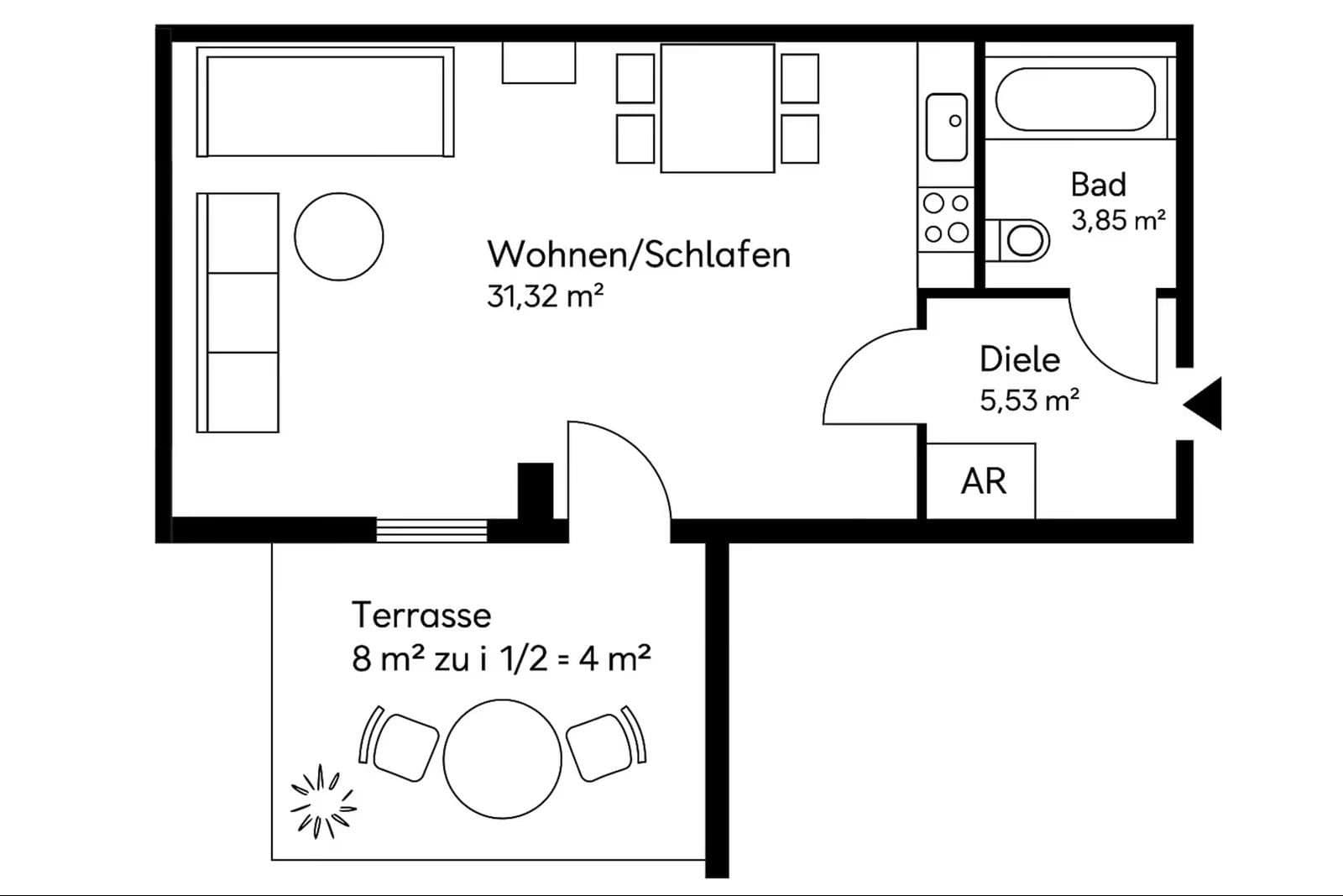 2 bedroom flat to rent, 45 m², München, Bavaria 2 bedroom flat to rent, 45 m², München, Bavaria