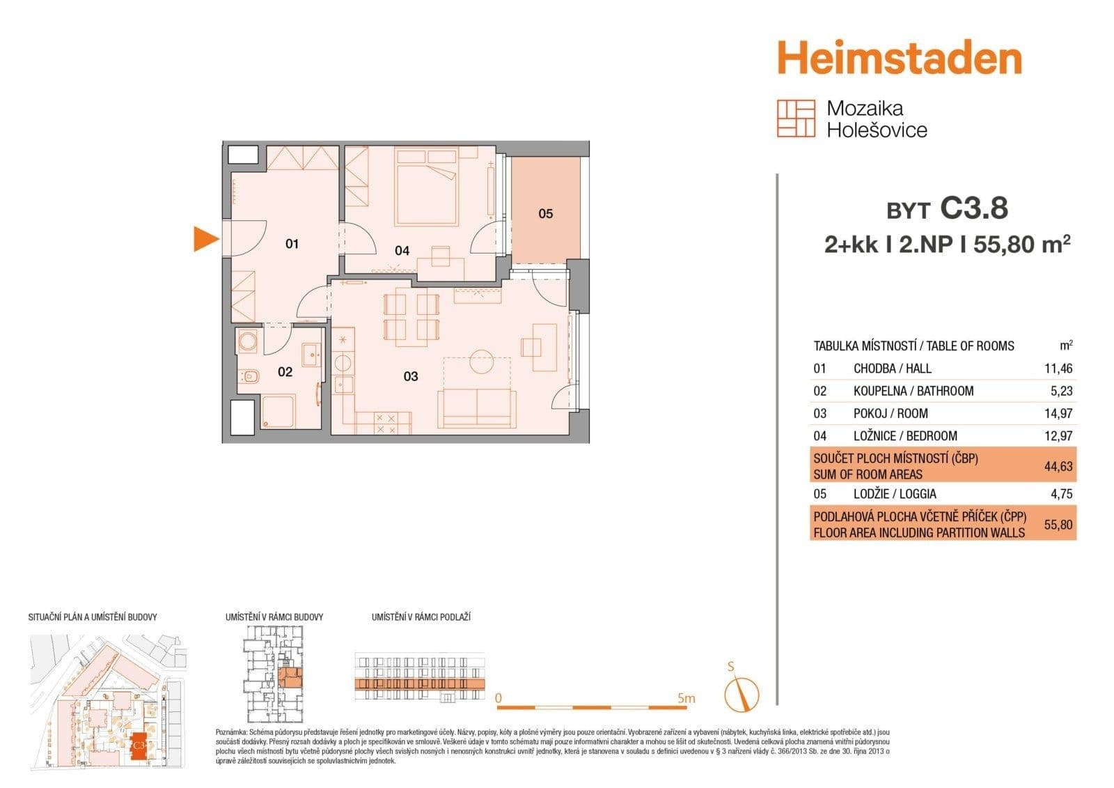 1 bedroom with open-plan kitchen flat to rent, 55 m², Vrbenského, Prague, Prague 1 bedroom with open-plan kitchen flat to rent, 55 m², Vrbenského, Prague, Prague