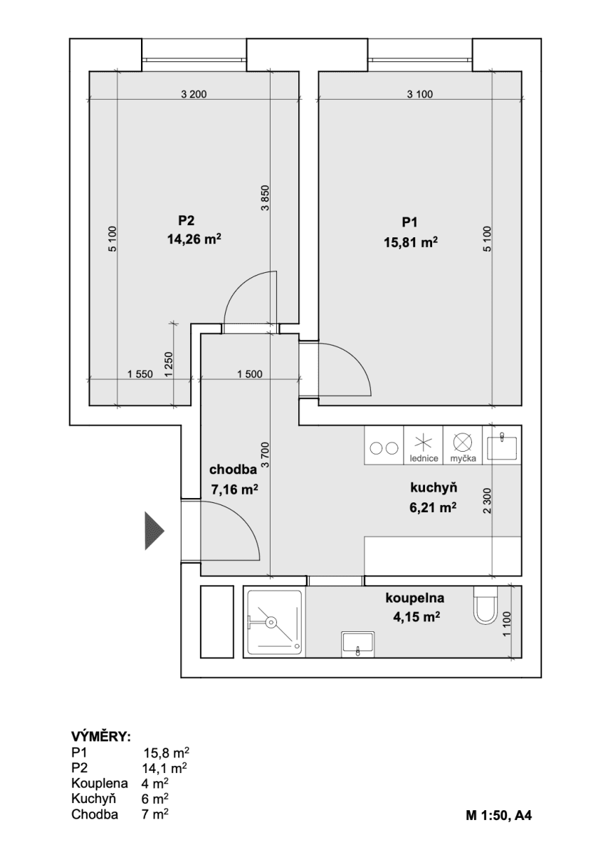 2 bedroom flat to rent, 47 m², Na Folimance, Prague, Prague 2 bedroom flat to rent, 47 m², Na Folimance, Prague, Prague