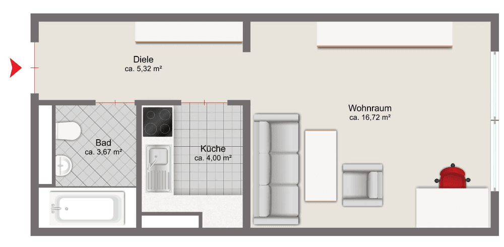 1 bedroom flat to rent, 29 m², Bauberger Straße 37, München, Bavaria 1 bedroom flat to rent, 29 m², Bauberger Straße 37, München, Bavaria