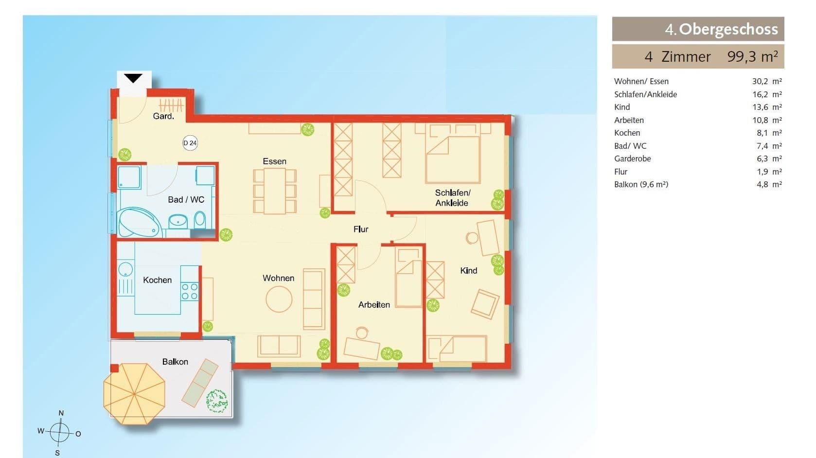 4 bedroom flat to rent, 100 m², Leonardo-Da-Vinci-Platz 1, Böblingen, Baden-Württemberg 4 bedroom flat to rent, 100 m², Leonardo-Da-Vinci-Platz 1, Böblingen, Baden-Württemberg