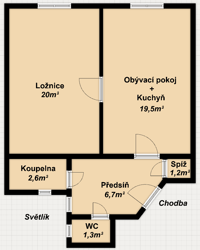 1 bedroom with open-plan kitchen flat to rent, 51 m², Čechova, Plzeň, Plzeňský Region 1 bedroom with open-plan kitchen flat to rent, 51 m², Čechova, Plzeň, Plzeňský Region