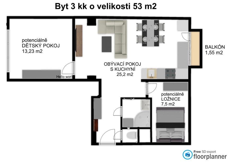 2 bedroom with open-plan kitchen flat for sale, 53 m², náměstí Generála Píky, Plzeň, Plzeňský Region 2 bedroom with open-plan kitchen flat for sale, 53 m², náměstí Generála Píky, Plzeň, Plzeňský Region