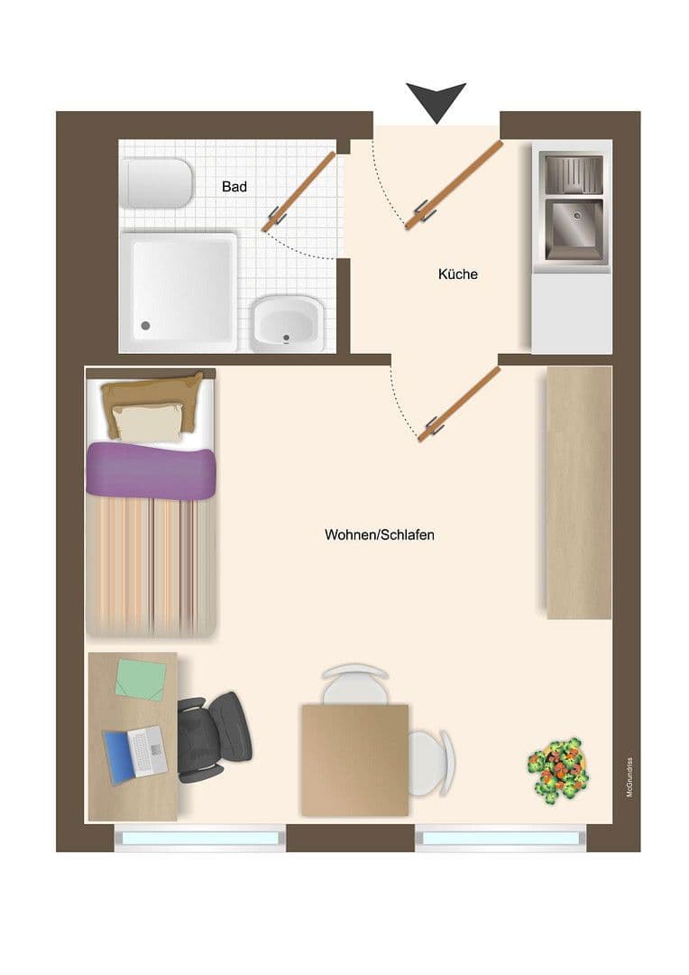 1 bedroom flat to rent, 21 m², Eilenburger Straße 55, Leipzig, Saxony 1 bedroom flat to rent, 21 m², Eilenburger Straße 55, Leipzig, Saxony