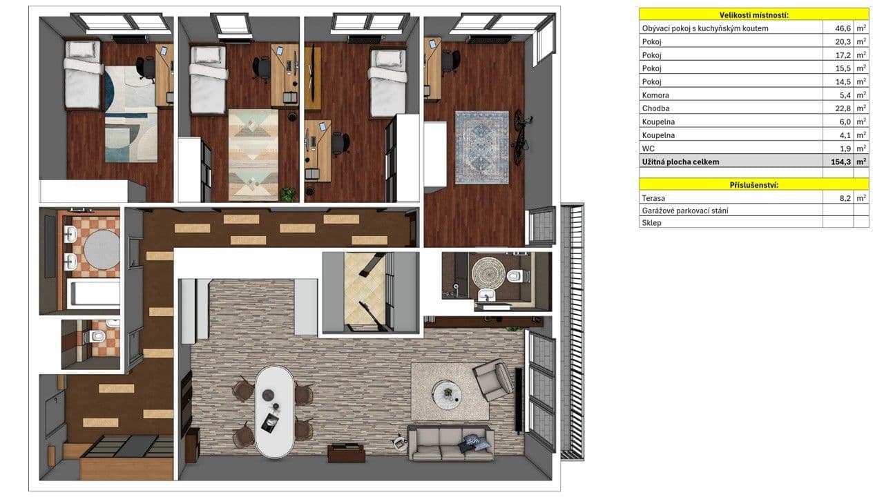 4 bedroom with open-plan kitchen flat for sale, 154 m², Edisonova, Prague, Prague 4 bedroom with open-plan kitchen flat for sale, 154 m², Edisonova, Prague, Prague
