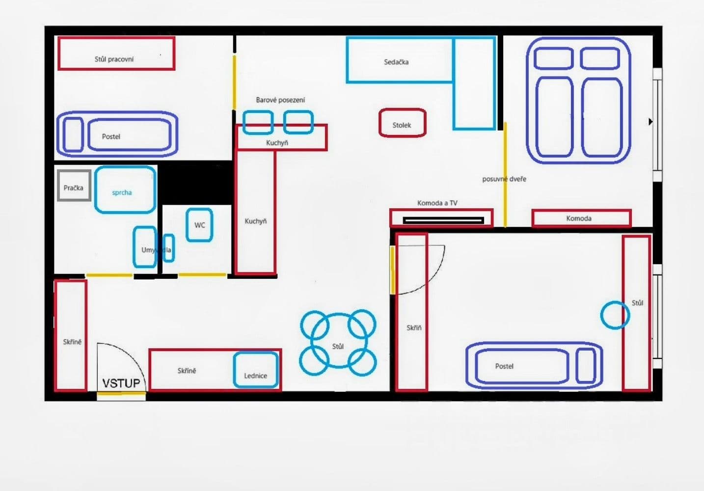 3 bedroom with open-plan kitchen flat to rent, 61 m², Tavolníková, Prague, Prague 3 bedroom with open-plan kitchen flat to rent, 61 m², Tavolníková, Prague, Prague
