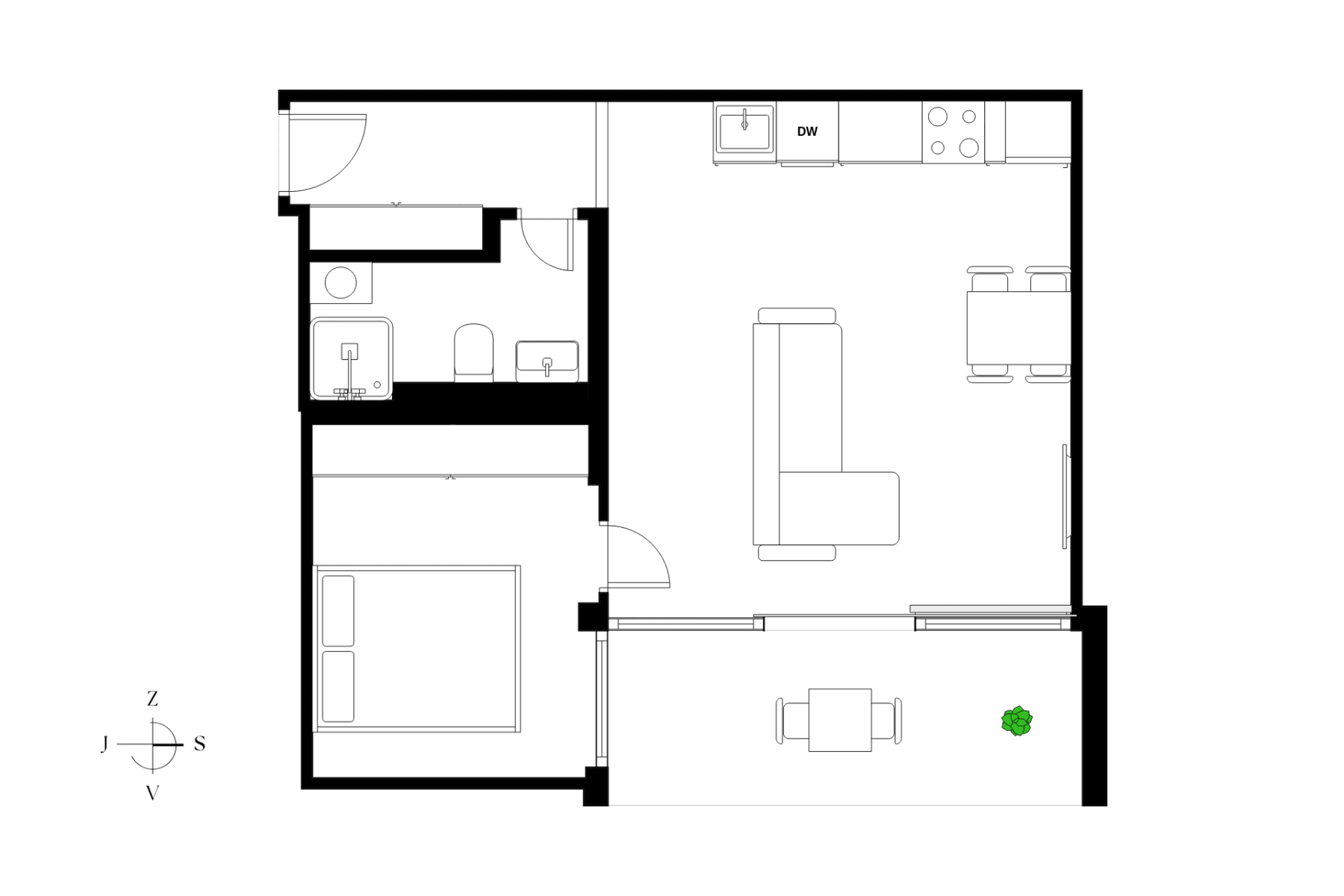 1 bedroom with open-plan kitchen flat for sale, 47 m², Biskupcova, Prague, Prague 1 bedroom with open-plan kitchen flat for sale, 47 m², Biskupcova, Prague, Prague
