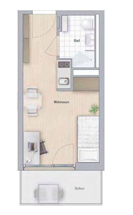 1 bedroom flat to rent, 20 m², Chiemgaustraße 138a, München, Bavaria 1 bedroom flat to rent, 20 m², Chiemgaustraße 138a, München, Bavaria