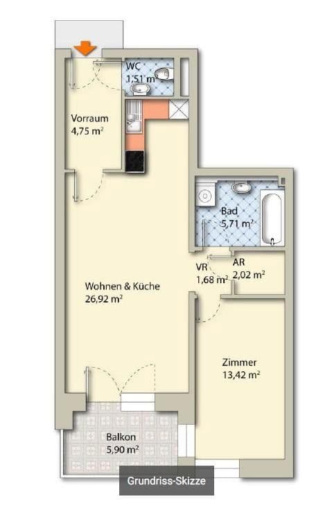 2 bedroom flat to rent, 56 m², Wien, Vienna 2 bedroom flat to rent, 56 m², Wien, Vienna