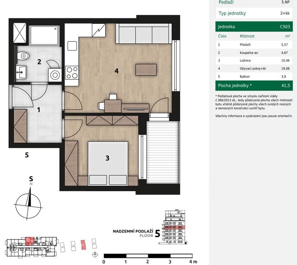 1 bedroom with open-plan kitchen flat to rent, 42 m², Fabiánové, Prague, Prague 1 bedroom with open-plan kitchen flat to rent, 42 m², Fabiánové, Prague, Prague
