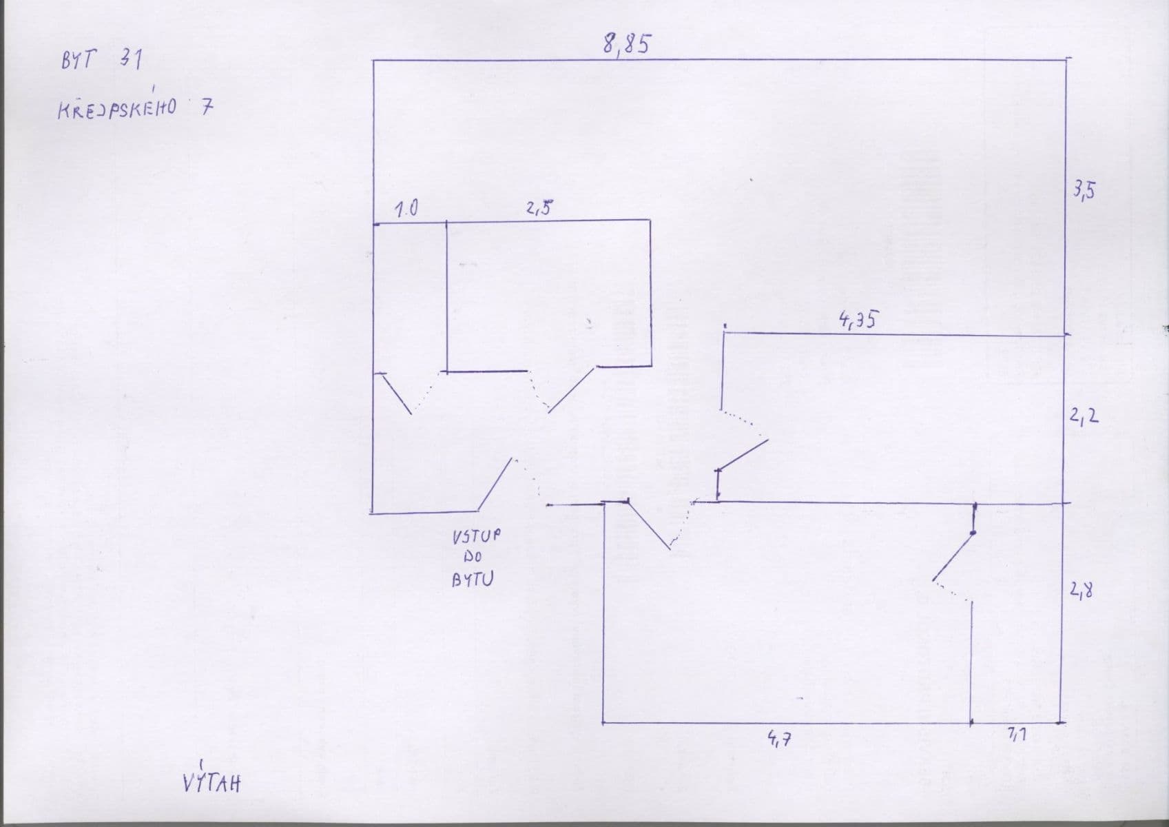 2 bedroom with open-plan kitchen flat to rent, 68 m², Křejpského, Prague, Prague 2 bedroom with open-plan kitchen flat to rent, 68 m², Křejpského, Prague, Prague