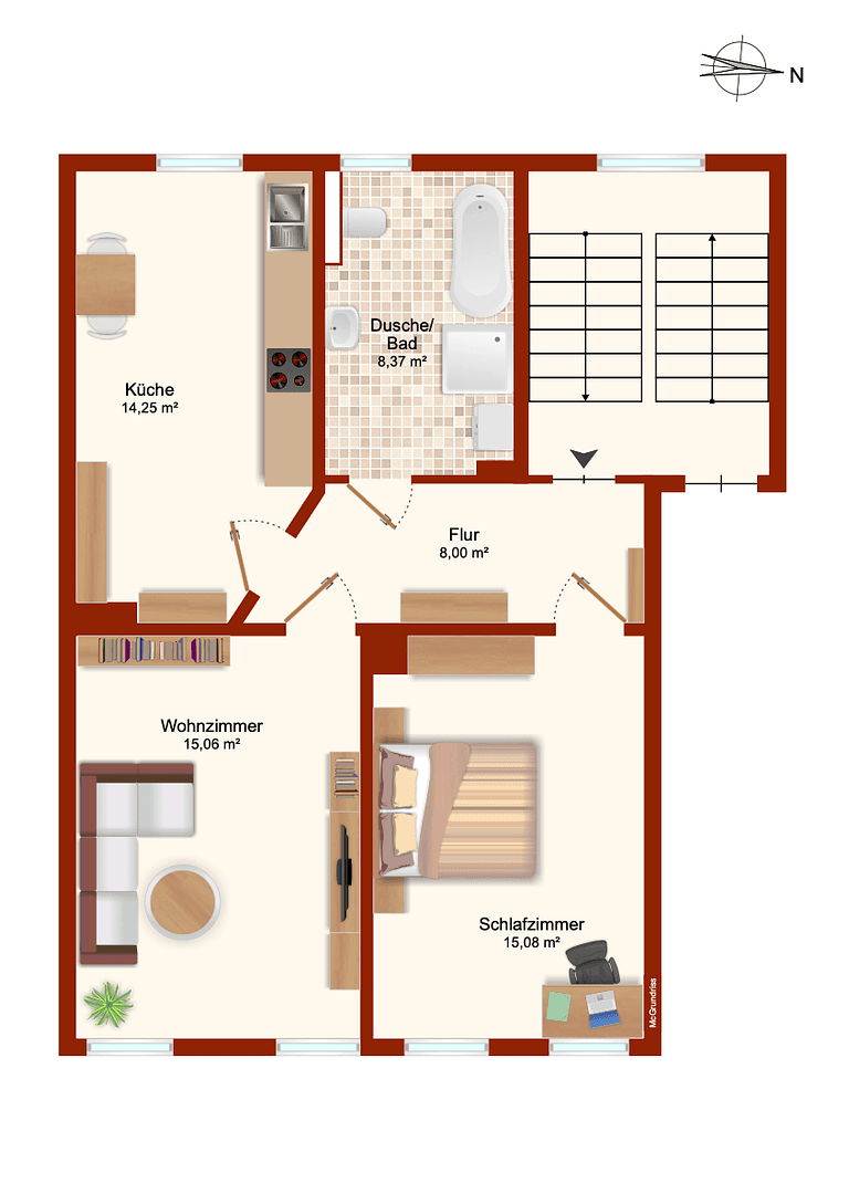2 bedroom flat to rent, 61 m², Albertstraße 34, Markranstädt, Saxony 2 bedroom flat to rent, 61 m², Albertstraße 34, Markranstädt, Saxony