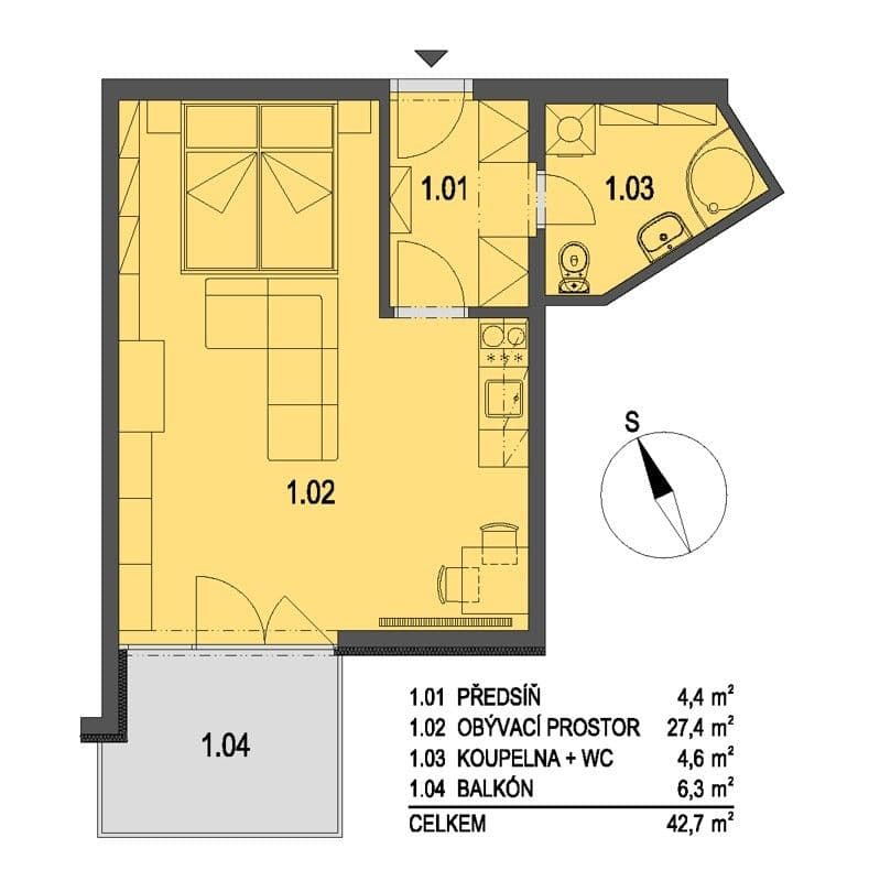 Studio flat to rent, 37 m², Kloboučnická, Prague, Prague Studio flat to rent, 37 m², Kloboučnická, Prague, Prague