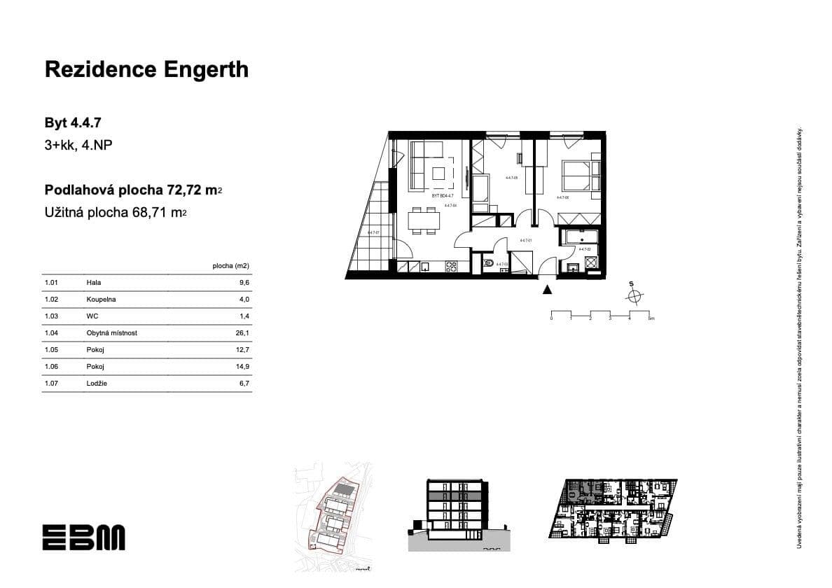 2 bedroom with open-plan kitchen flat for sale, 69 m², U Engerthu, Kladno, Středočeský Region 2 bedroom with open-plan kitchen flat for sale, 69 m², U Engerthu, Kladno, Středočeský Region