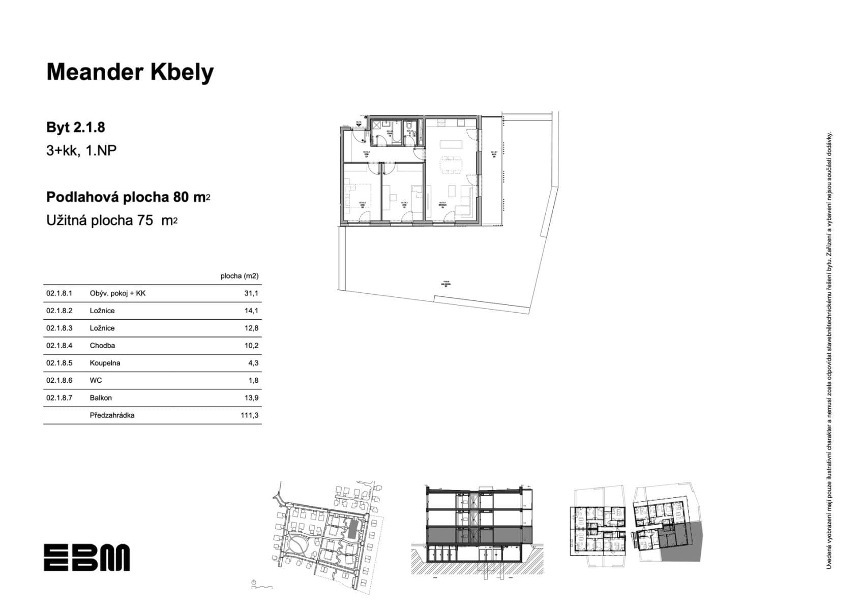2 bedroom with open-plan kitchen flat for sale, 75 m², K Vinoři, Prague, Prague 2 bedroom with open-plan kitchen flat for sale, 75 m², K Vinoři, Prague, Prague