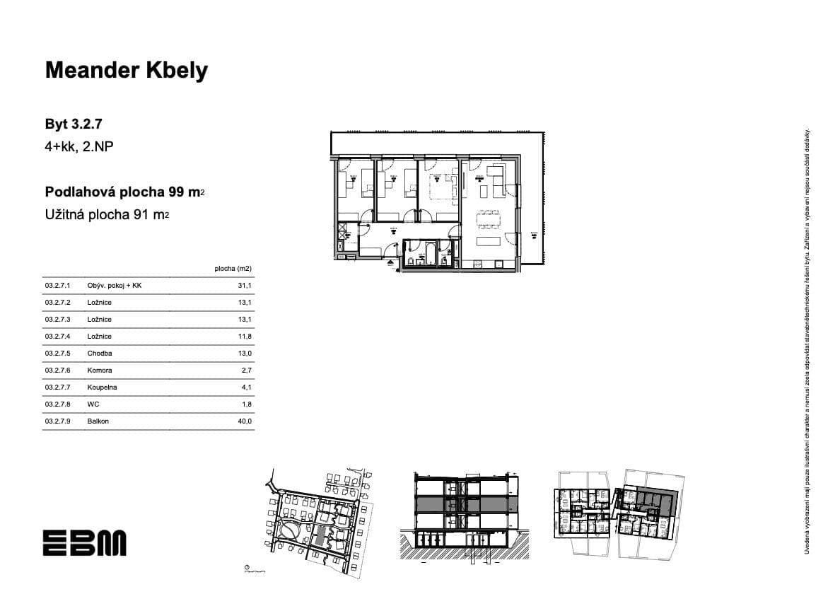 3 bedroom with open-plan kitchen flat for sale, 91 m², K Vinoři, Prague, Prague 3 bedroom with open-plan kitchen flat for sale, 91 m², K Vinoři, Prague, Prague
