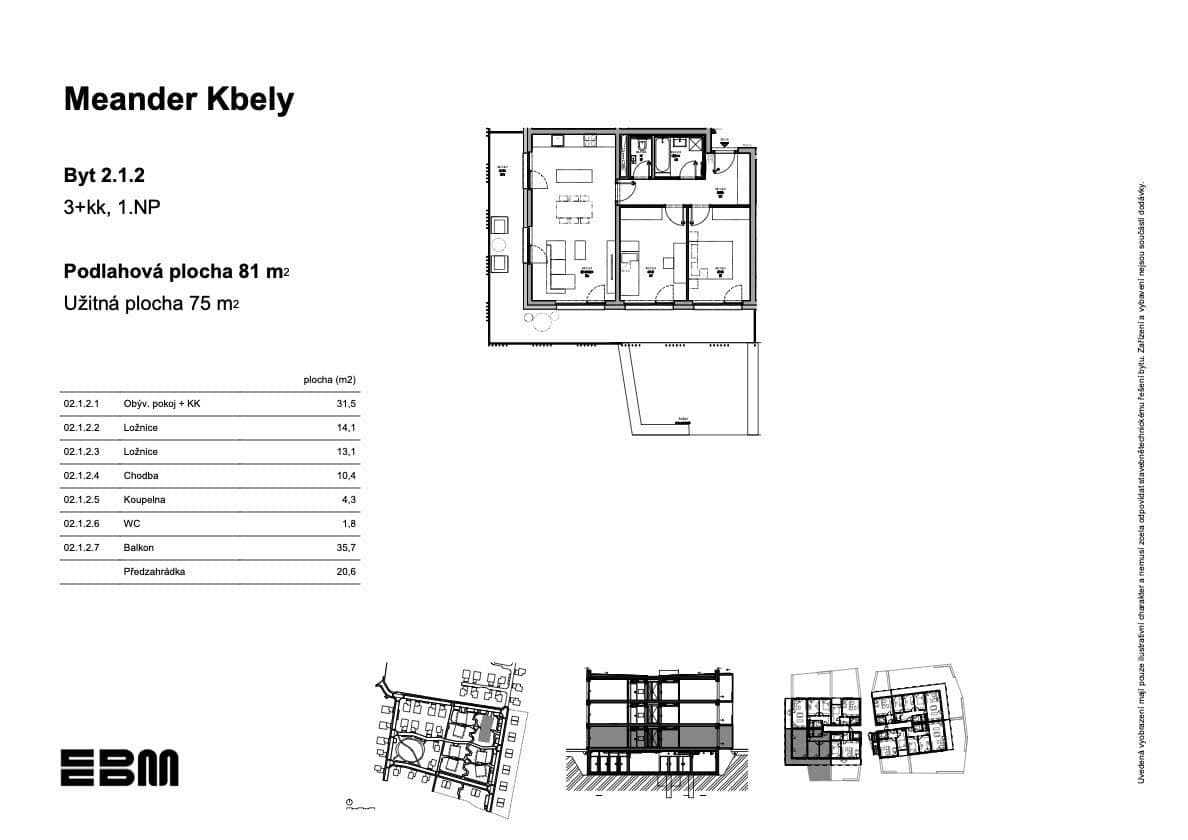 2 bedroom with open-plan kitchen flat for sale, 76 m², K Vinoři, Prague, Prague 2 bedroom with open-plan kitchen flat for sale, 76 m², K Vinoři, Prague, Prague
