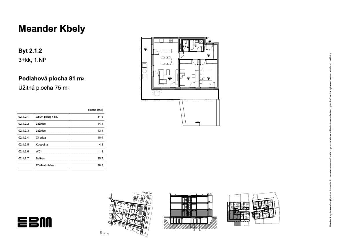 2 bedroom with open-plan kitchen flat for sale, 76 m², K Vinoři, Prague, Prague 2 bedroom with open-plan kitchen flat for sale, 76 m², K Vinoři, Prague, Prague