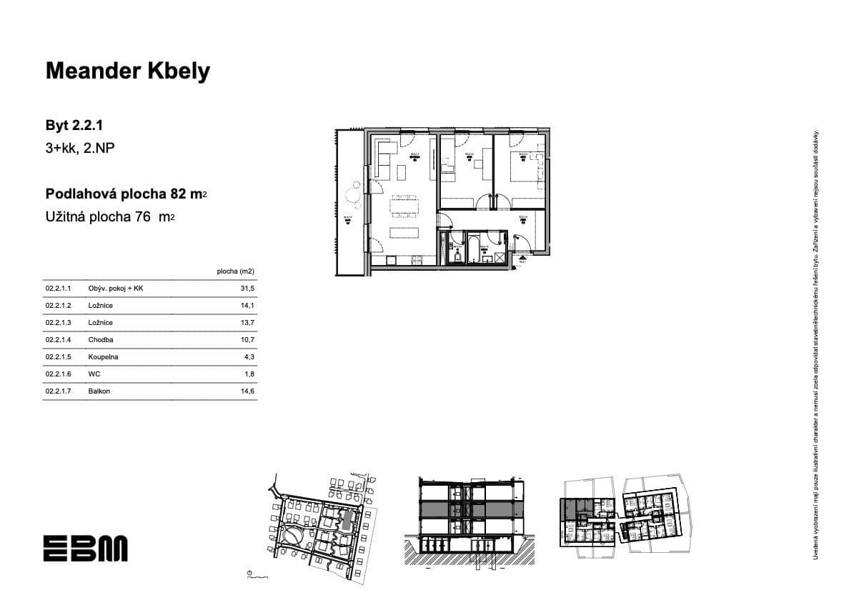 2 bedroom with open-plan kitchen flat for sale, 76 m², K Vinoři, Prague, Prague 2 bedroom with open-plan kitchen flat for sale, 76 m², K Vinoři, Prague, Prague