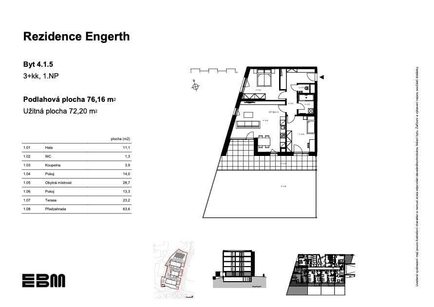 2 bedroom with open-plan kitchen flat for sale, 72 m², U Engerthu, Kladno, Středočeský Region 2 bedroom with open-plan kitchen flat for sale, 72 m², U Engerthu, Kladno, Středočeský Region