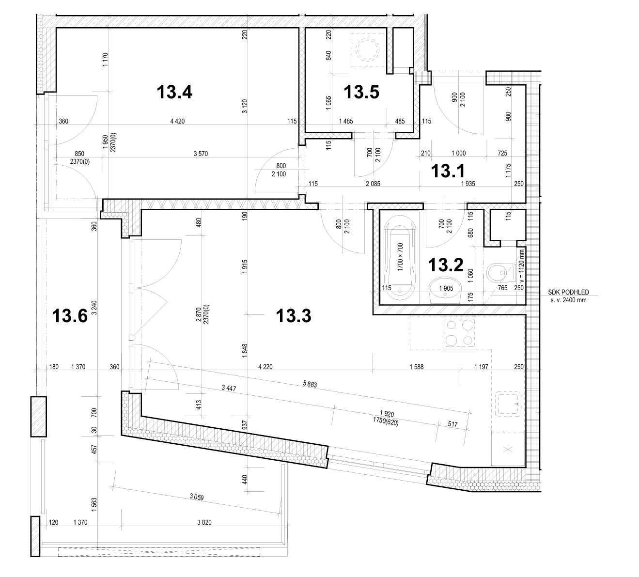 1 bedroom with open-plan kitchen flat for sale, 53 m², Toufarova, Prague, Prague 1 bedroom with open-plan kitchen flat for sale, 53 m², Toufarova, Prague, Prague