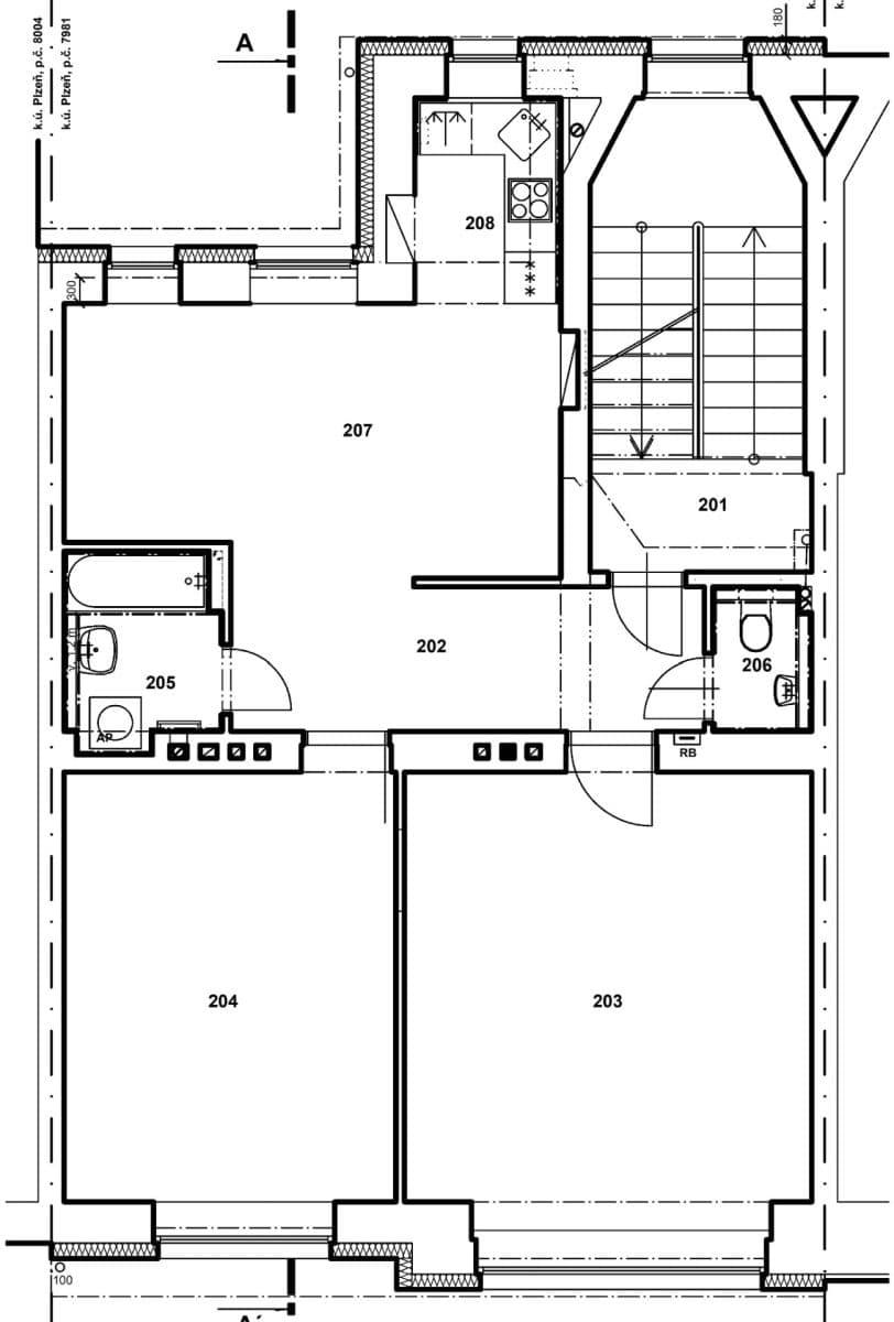 2 bedroom with open-plan kitchen flat to rent, 80 m², Politických vězňů, Plzeň, Plzeňský Region 2 bedroom with open-plan kitchen flat to rent, 80 m², Politických vězňů, Plzeň, Plzeňský Region