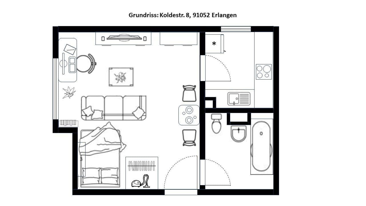 1 bedroom flat to rent, 34 m², Koldestr. 8, Erlangen, Bavaria 1 bedroom flat to rent, 34 m², Koldestr. 8, Erlangen, Bavaria