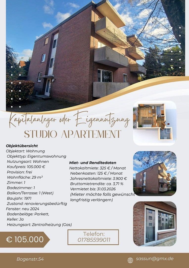 1 bedroom flat for sale, 29 m², Oldenburg, Lower Saxony 1 bedroom flat for sale, 29 m², Oldenburg, Lower Saxony