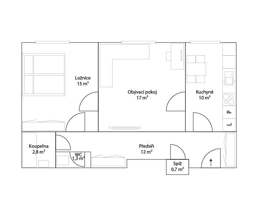 2 bedroom flat for sale, 61 m², Merhautova, Brno, Jihomoravský Region 2 bedroom flat for sale, 61 m², Merhautova, Brno, Jihomoravský Region