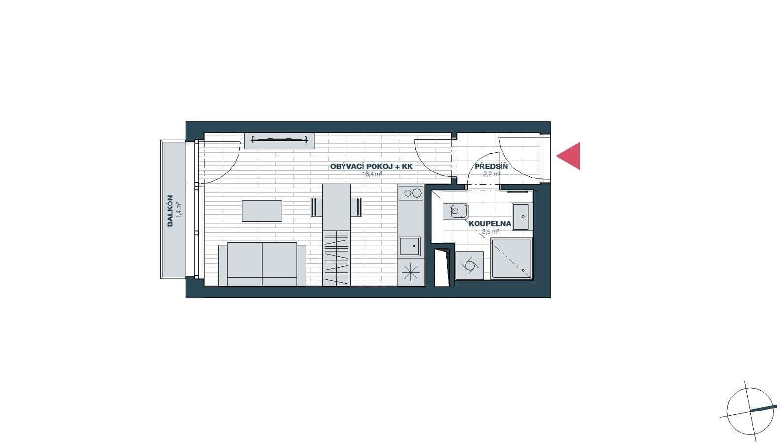 Studio flat to rent, 24 m², Františka Kadlece, Prague, Prague Studio flat to rent, 24 m², Františka Kadlece, Prague, Prague