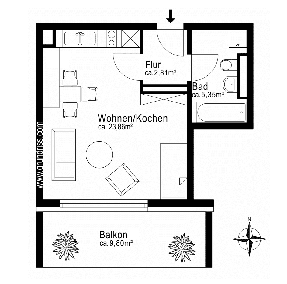 1 bedroom flat to rent, 37 m², München, Bavaria 1 bedroom flat to rent, 37 m², München, Bavaria