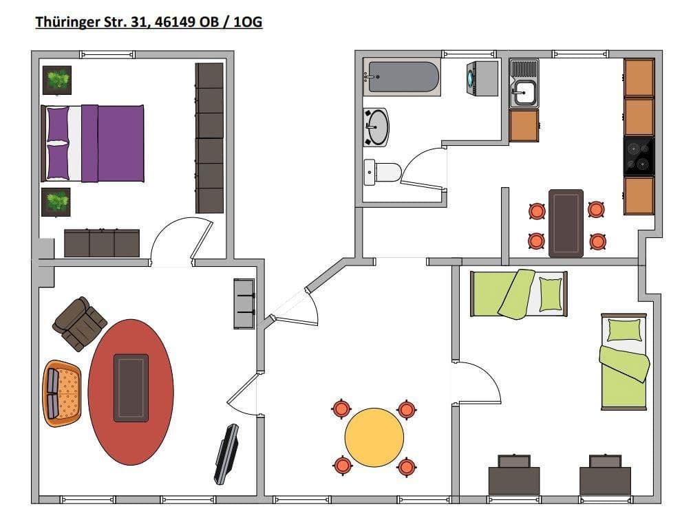 4 bedroom flat to rent, 88 m², Thüringer Str. 31, Oberhausen, North Rhine-Westphalia 4 bedroom flat to rent, 88 m², Thüringer Str. 31, Oberhausen, North Rhine-Westphalia