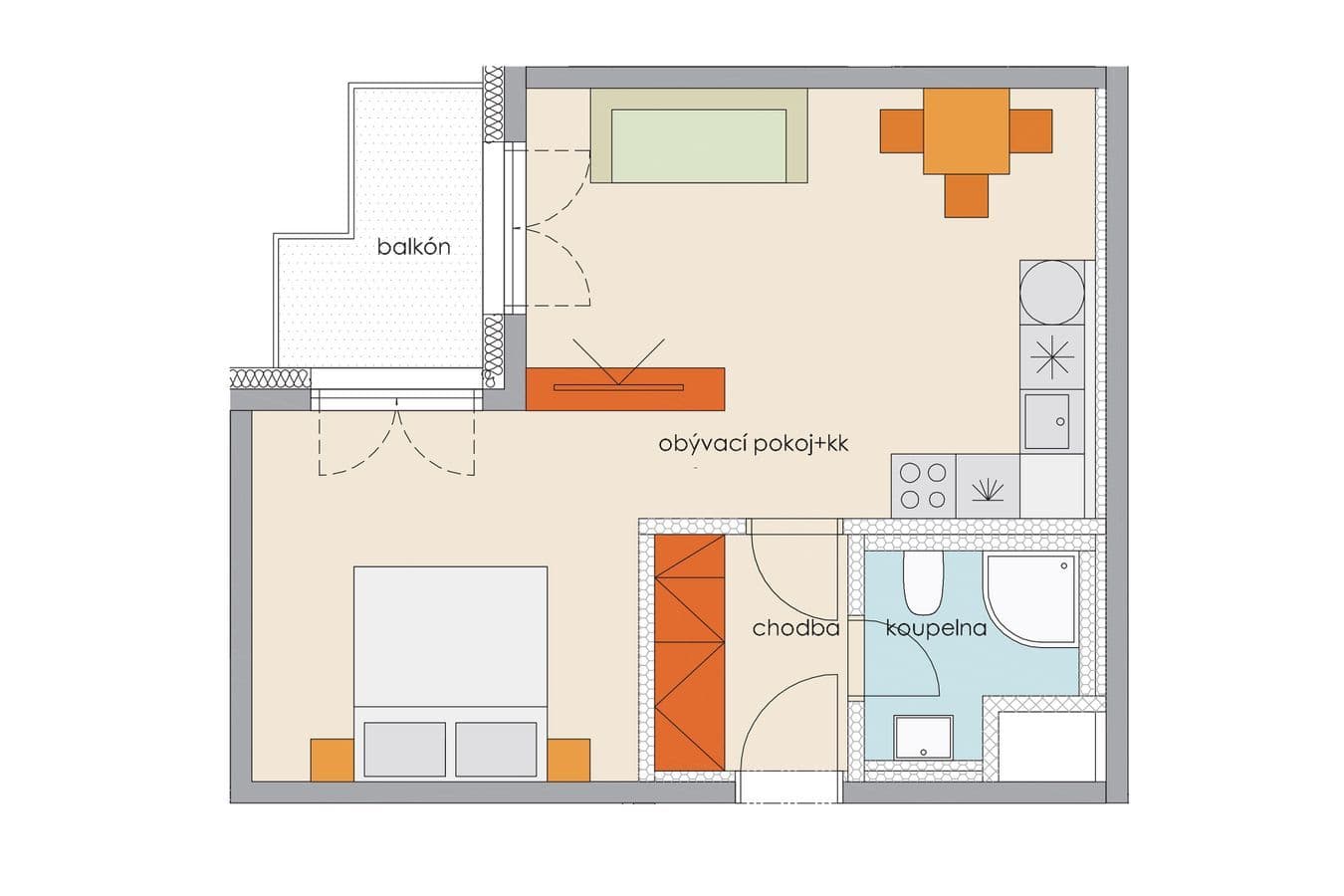 1 bedroom with open-plan kitchen flat to rent, 47 m², Hartigova, Prague, Prague 1 bedroom with open-plan kitchen flat to rent, 47 m², Hartigova, Prague, Prague