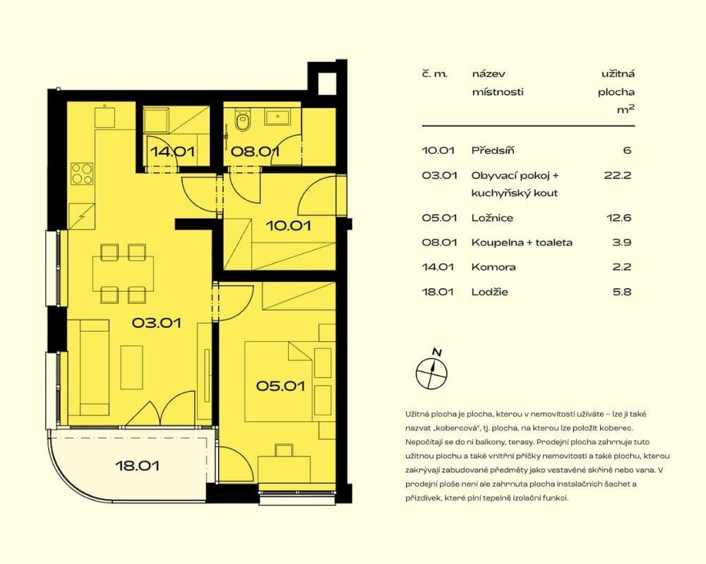 1 bedroom with open-plan kitchen flat for sale, 50 m², U Komína, Prague, Prague 1 bedroom with open-plan kitchen flat for sale, 50 m², U Komína, Prague, Prague