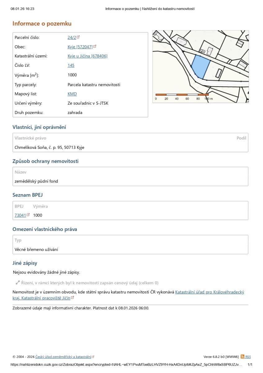 plot for sale, 1,000 m², Kyje, Královéhradecký Region plot for sale, 1,000 m², Kyje, Královéhradecký Region