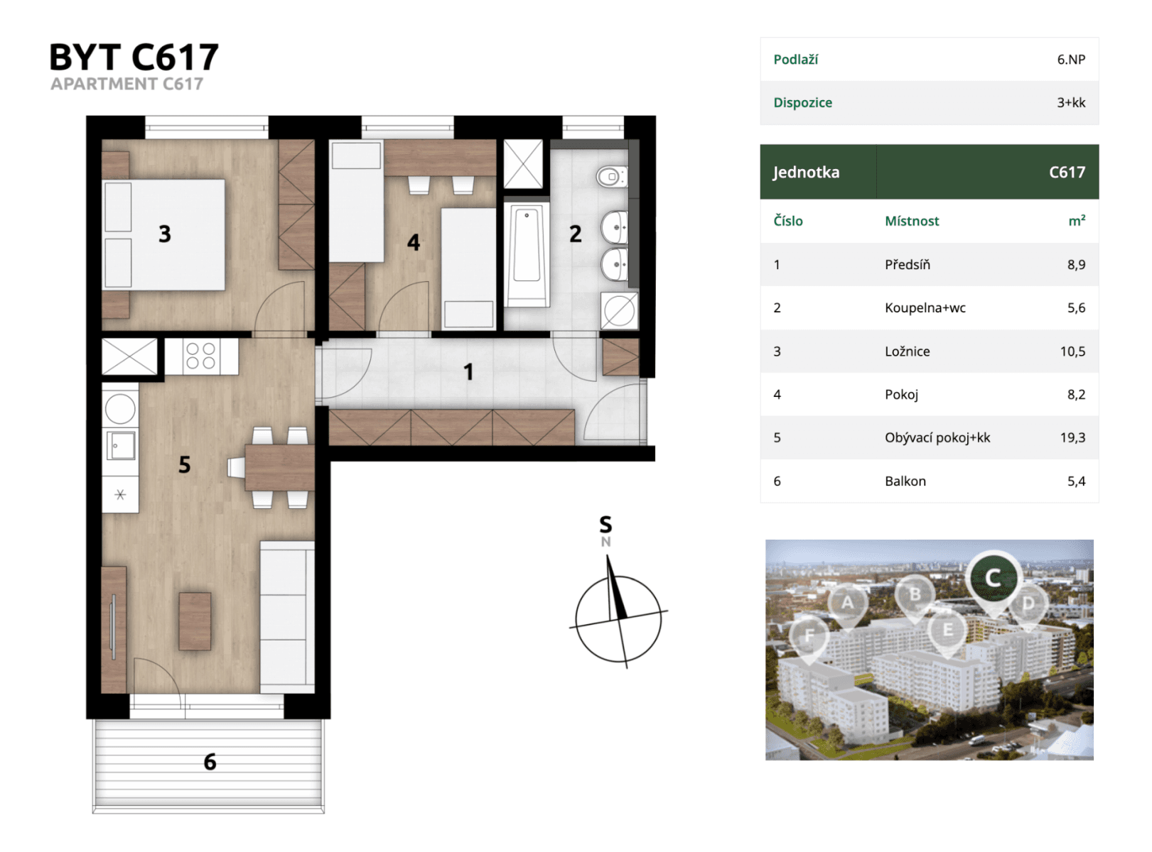 2 bedroom with open-plan kitchen flat for sale, 56 m², Arnošta Staňka, Prague, Prague 2 bedroom with open-plan kitchen flat for sale, 56 m², Arnošta Staňka, Prague, Prague