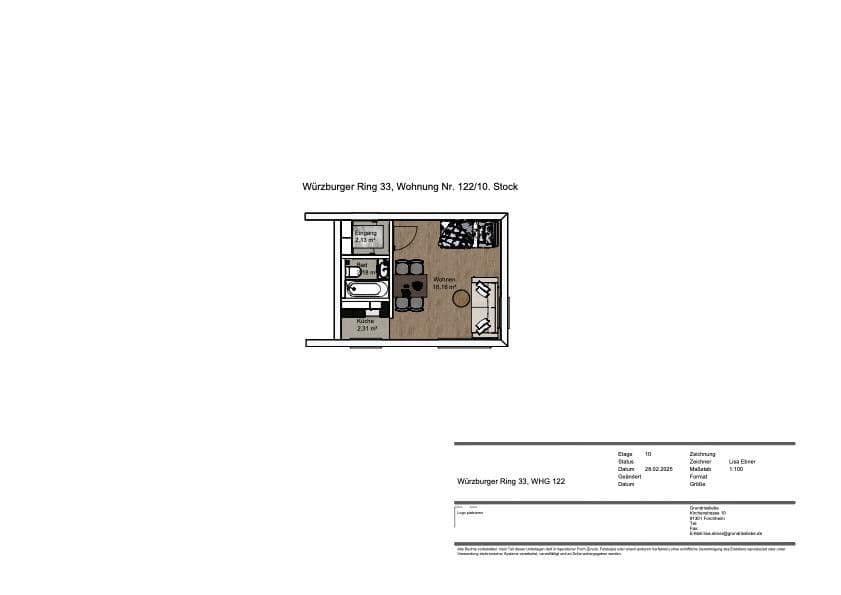 1 bedroom flat to rent, 26 m², Würzburgerring 33, Erlangen, Bavaria 1 bedroom flat to rent, 26 m², Würzburgerring 33, Erlangen, Bavaria