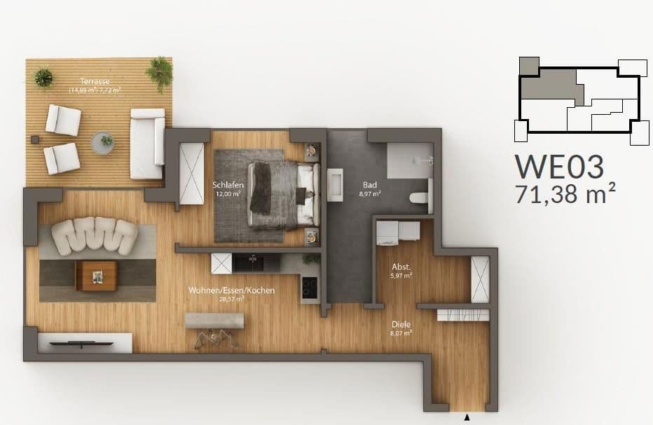 3 bedroom flat to rent, 72 m², Kamillenweg 32, Osnabrück, Lower Saxony 3 bedroom flat to rent, 72 m², Kamillenweg 32, Osnabrück, Lower Saxony