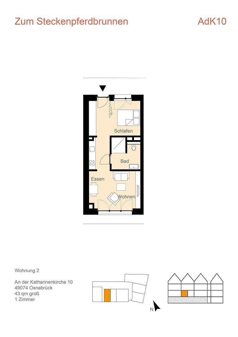 1 bedroom flat to rent, 43 m², An der Katharinenkirche 10, Osnabrück, Lower Saxony 1 bedroom flat to rent, 43 m², An der Katharinenkirche 10, Osnabrück, Lower Saxony